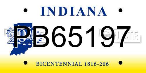 PB65197 Indiana License Plate