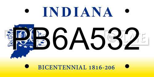 PB6A532 Indiana License Plate