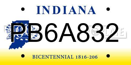 PB6A832 Indiana License Plate