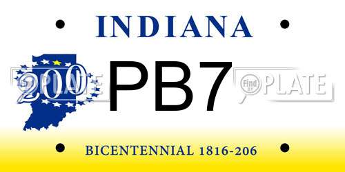 PB7 Indiana License Plate