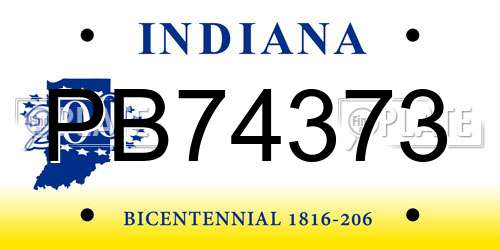 PB74373 Indiana License Plate