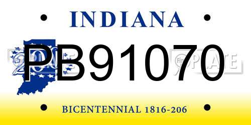 PB91070 Indiana License Plate