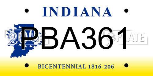 PBA361 Indiana License Plate