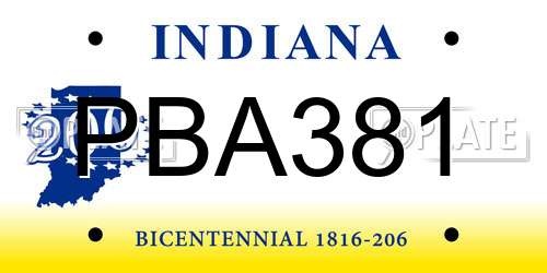 PBA381 Indiana License Plate