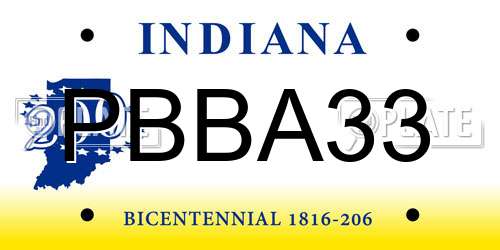 PBBA33 Indiana License Plate