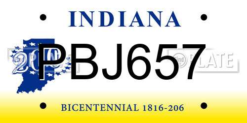 PBJ657 Indiana License Plate