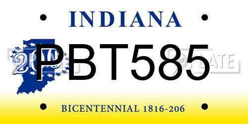 PBT585 Indiana License Plate