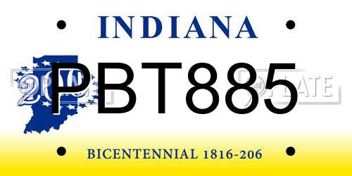 PBT885 Indiana License Plate