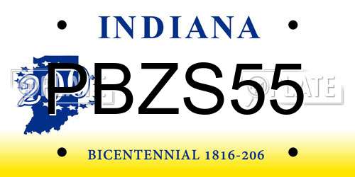 PBZS55 Indiana License Plate