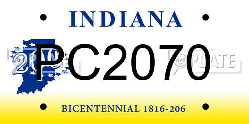 PC2070 Indiana License Plate