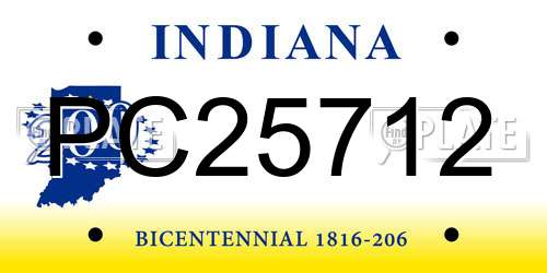PC25712 Indiana License Plate