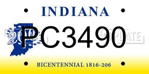 PC3490 Indiana License Plate