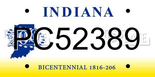 PC52389 Indiana License Plate