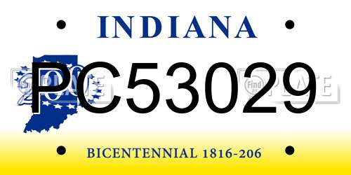PC53029 Indiana License Plate