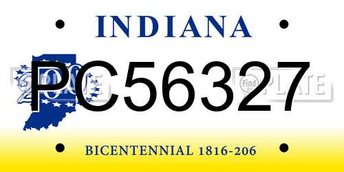 PC56327 Indiana License Plate