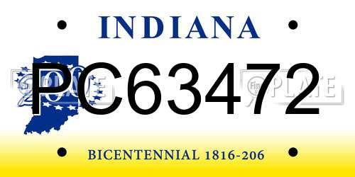 PC63472 Indiana License Plate