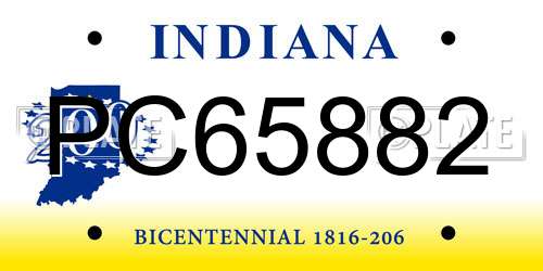PC65882 Indiana License Plate