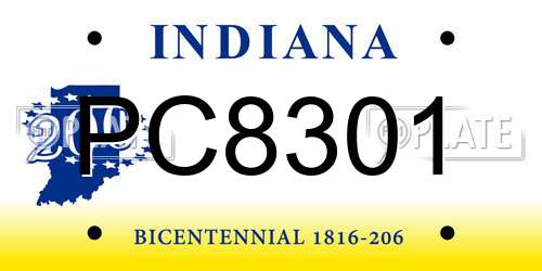 PC8301 Indiana License Plate