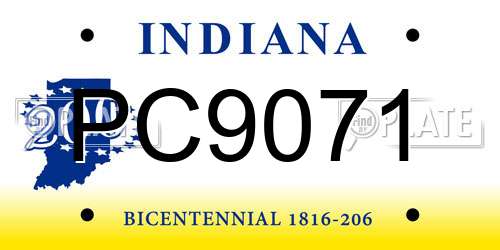 PC9071 Indiana License Plate