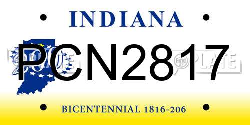 PCN2817 Indiana License Plate