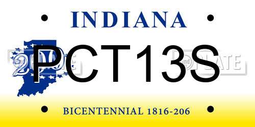 PCT13S Indiana License Plate