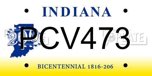 PCV473 Indiana License Plate