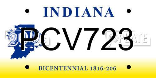 PCV723 Indiana License Plate