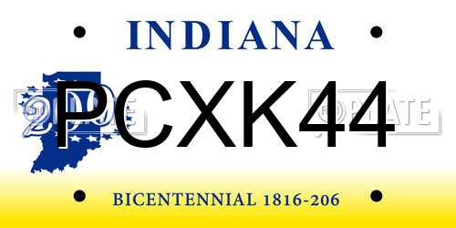 PCXK44 Indiana License Plate