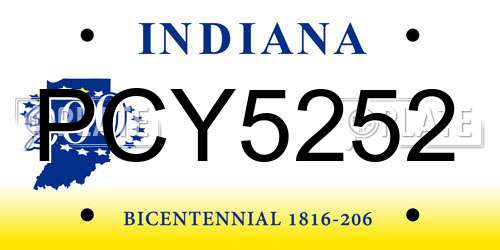 PCY5252 Indiana License Plate