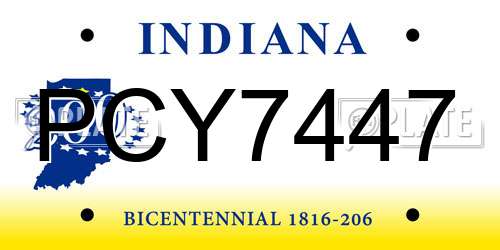 PCY7447 Indiana License Plate