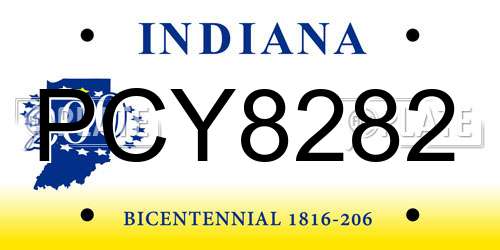 PCY8282 Indiana License Plate