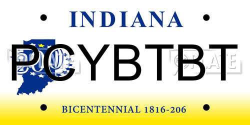 PCYBTBT Indiana License Plate