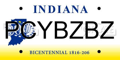 PCYBZBZ Indiana License Plate