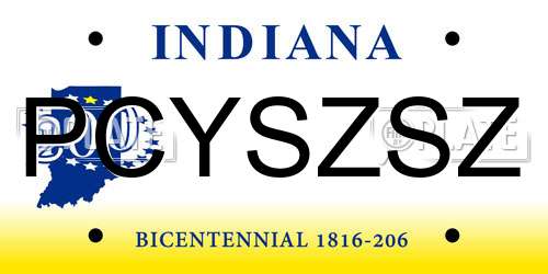 PCYSZSZ Indiana License Plate