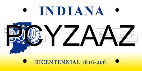 PCYZAAZ Indiana License Plate