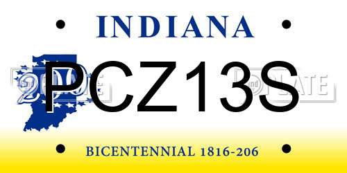 PCZ13S Indiana License Plate
