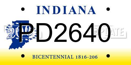 PD2640 Indiana License Plate