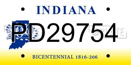 PD29754 Indiana License Plate