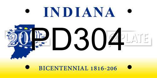 PD304 Indiana License Plate