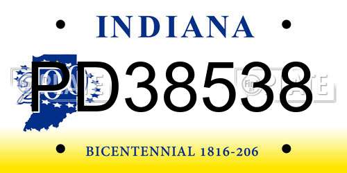 PD38538 Indiana License Plate