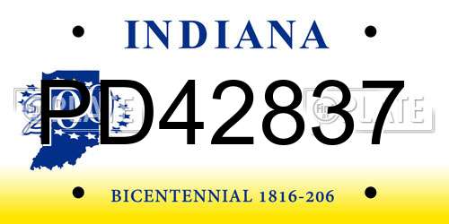 PD42837 Indiana License Plate