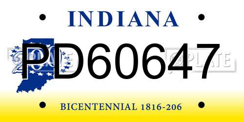 PD60647 Indiana License Plate