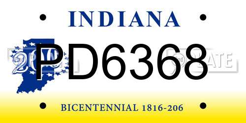 PD6368 Indiana License Plate