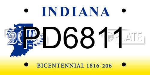 PD6811 Indiana License Plate