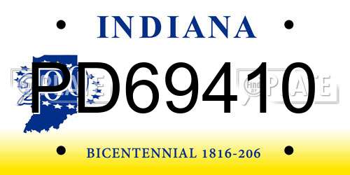 PD69410 Indiana License Plate