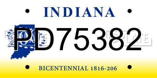 PD75382 Indiana License Plate