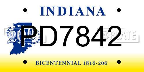 PD7842 Indiana License Plate