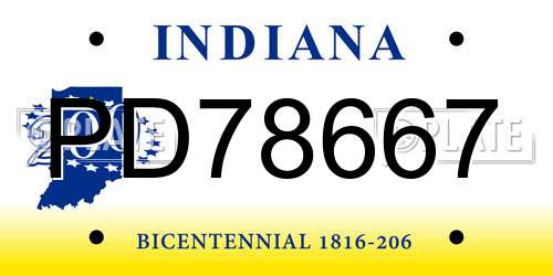 PD78667 Indiana License Plate