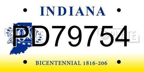 PD79754 Indiana License Plate