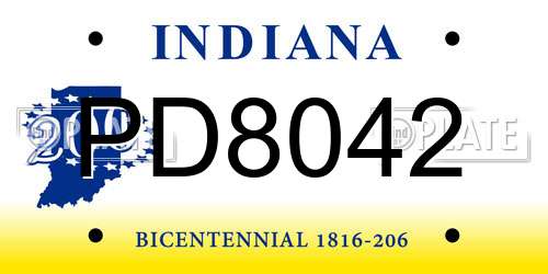 PD8042 Indiana License Plate